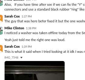 Mike and a teammate troubleshooting a washer live in the channel
